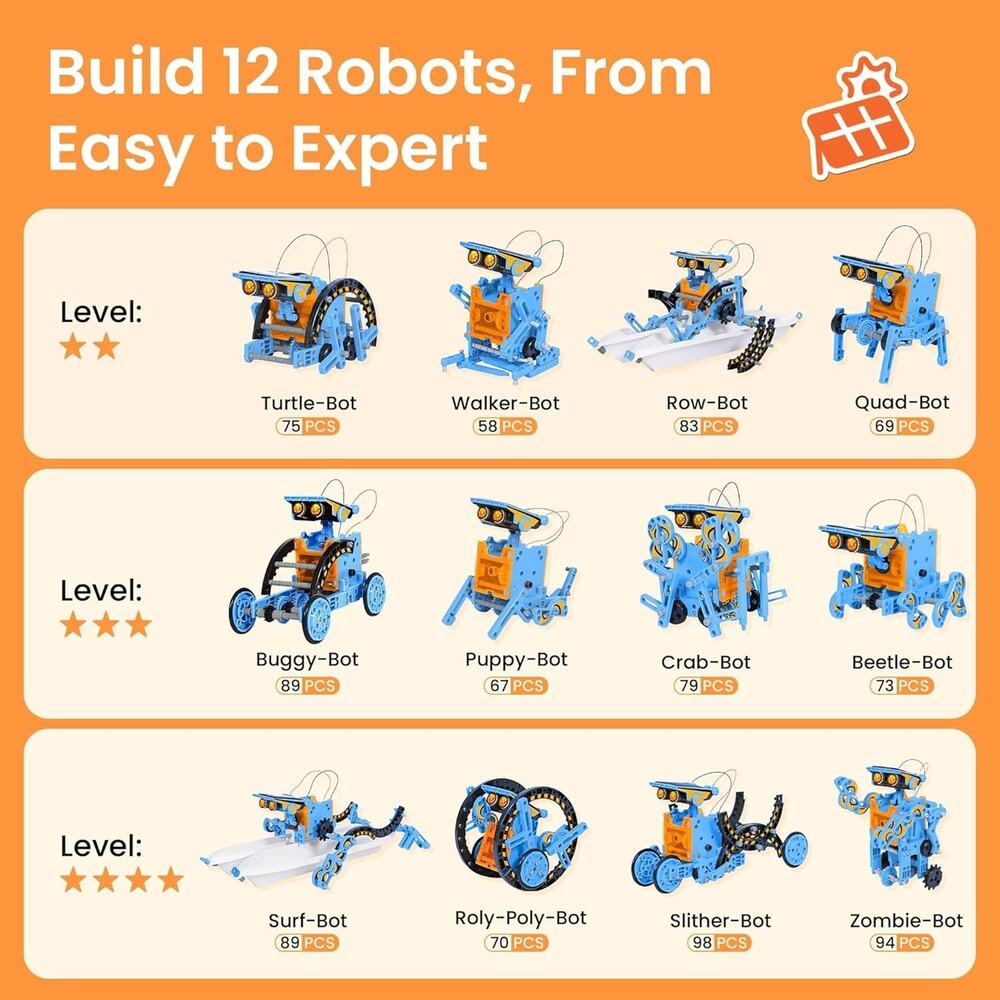 Solar Building Robot Kit STEM Gift for Boys Aged 8-13, DIY Science Blue - Picture 5 of 6